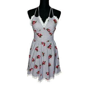DENISE ARE HERE! Vintage Blue & White Striped Mini Dress Size 5/6